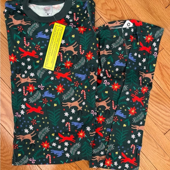 HANNA ANDERSSON POINSETTIA PATCH FLORAL LONG JOHN PAJAMAS 160 14 - Picture 1 of 1